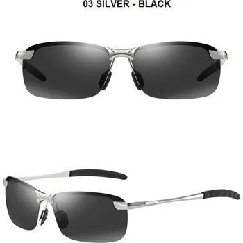Luxusní polarizované sluneční brýle UV400 s kovovým rámem - 03 Stříbrná - Černá