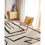 Koberec světle béžový a černý polyester 300 x 400 cm geometrický vzor moderní minimalistický design obývací pokoj Beliani