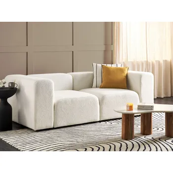 Pohovka Modulární 2místná pohovka bílá buklé černé nohy moderní pohovka nábytek do obývacího pokoje Beliani