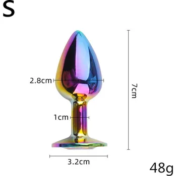 Anální šperk GemButt Anální Plug Diamant duhový Velikost: S + semišový sáček