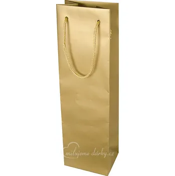 Dárková taška Papírová taška 12x9x40 cm, textilní šňůra, zlatá