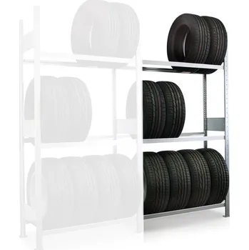 Dílenský regál META Regál na pneumatiky, 2500 x 1300 x 400 mm, přístavný