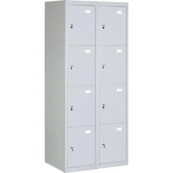 Šatní skříň Corping Šatní skříňka S2 s úložnými boxy, 8 boxů, 1820 x 760 x 500 mm, demont, cylindrický zámek, šedé dveře