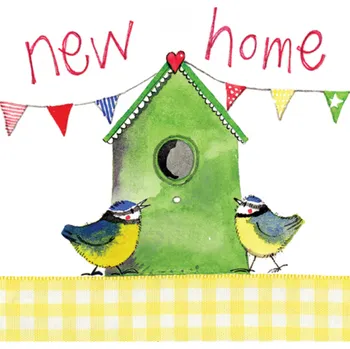 Přání v obálce Bird House od ALEX CLARK 12*12 cm (Blahopřání ptáčci, ptáček)