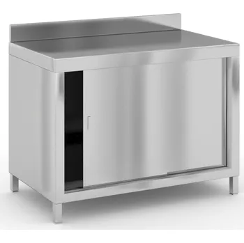 Dílenský stůl Nerezový stůl s posuvnými dveřmi, 1200 x 700 x 850 mm