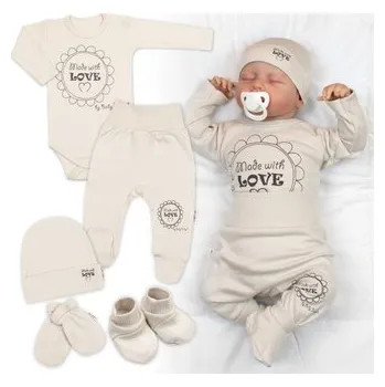 Dívčí oblečení Soupravička do porodnice 5D Made with love, béžová, cappuccino, vel. 56; 56 (1-2m)