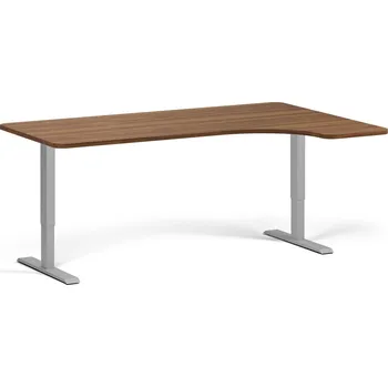 Psací stůl B2B Partner Polohovací stůl se zaoblenými rohy, 180x120 cm, 2 motory, L/P, šedá podnož, ořech