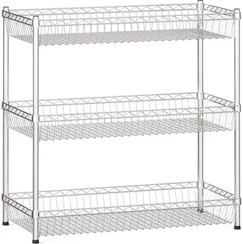 Dílenský regál Drátěný regál s košovými policemi, 900 x 900 x 450 mm, 3 police