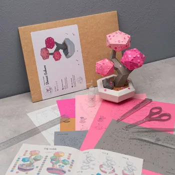 omalovánky DIY kreativní sada: Bonsai Sakura ✂️: tištěná (vystřihneš a lepíš)