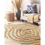 Koberec Béžová a žlutá Bavlna 140 x 200 cm Obdélníkový Ručně všívaný Moderní Abstraktní Obývací pokoj Ložnice Beliani