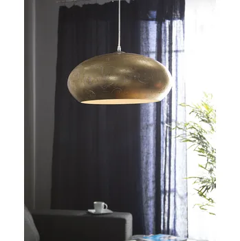 Stojací lampa Závěsná lampa zlatá kovová kulatá stínítka ve zlatém listu vypadá moderně Beliani