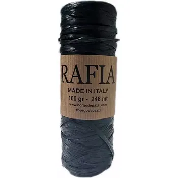 Příze Borgo de Pazzi Rafia 15 Černá (Přírodní viskóza Rafia 15 Černá)