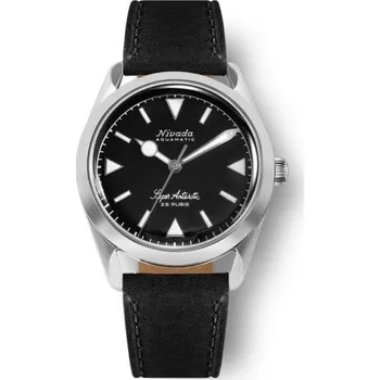 Hodinky Nivada Grenchen Super Antarctic 32025A - Black Leather + 5 let záruka a dárek ZDARMA