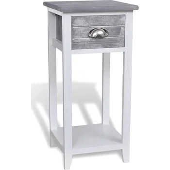 Noční stolek vidaXL Marketos Noční stolek s 1 zásuvkou šedobílý