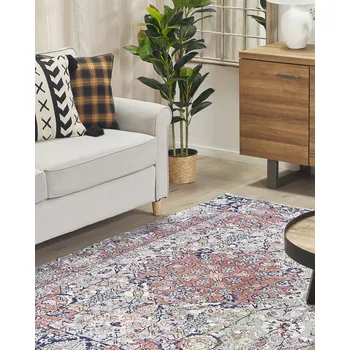 Koberec Koberec vícebarevný polyester a bavlna 140 x 200 cm orientální vzor vintage design obývací pokoj ložnice Beliani
