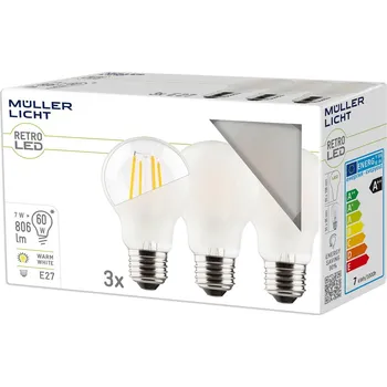 Lampička Müller-Licht Müller Licht LED žárovka E27 7W 827 matná 3-pack