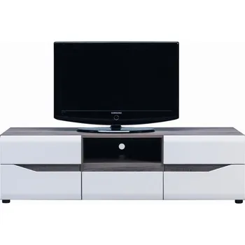 Televizní stolek Televizní stolek ALBIREO, dub sonoma truflový/bílý lesk + vyzvednutí ZDARMA