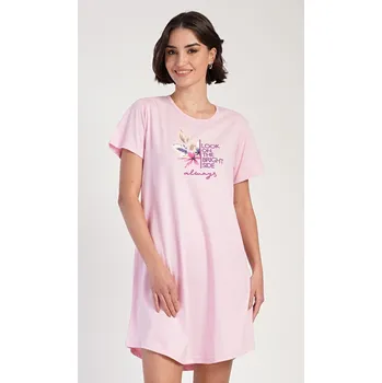Dámská noční košile Vienetta Dámská noční košile s krátkým rukávem Elizabeth Barva: Růžová - světle, Velikost: L