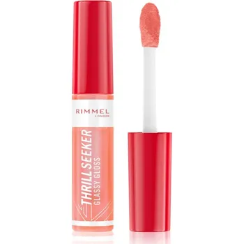 Přípravek na rty Rimmel Thrill Seeker Glassy Gloss lesk na rty pro větší objem odstín 250 Peachy Vibes 10 ml