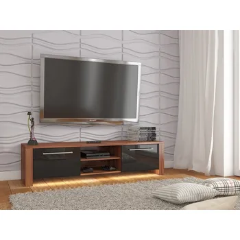 Televizní stolek TV stolek ZARKENT 3, švestka wallis/černý lesk, 5 let záruka + vyzvednutí ZDARMA