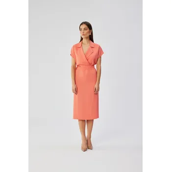 Dámské šaty Stylove Elegantní šaty s klopami Style S363 oranžové EU velikost: S
