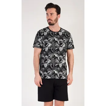 Pánské pyžamo Vienetta MAN Pánské pyžamo šortky Albert Barva: Černá, Velikost: XL