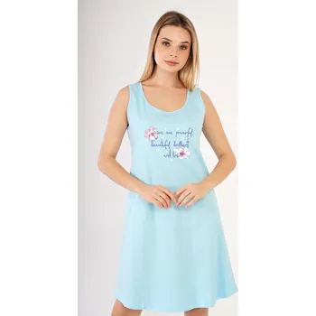 Dámská noční košile Vienetta Dámská noční košile na ramínka Ellie Barva: Modrá - světle, Velikost: S