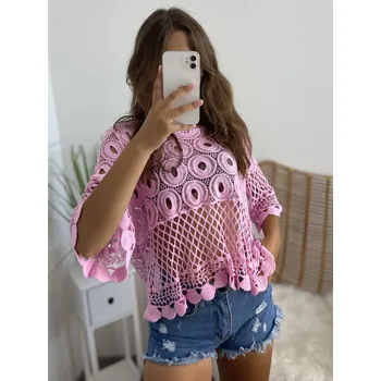 Dámský krajkový ctop-top v růžové barvě , VELIKOST UNI ( S, M , L )