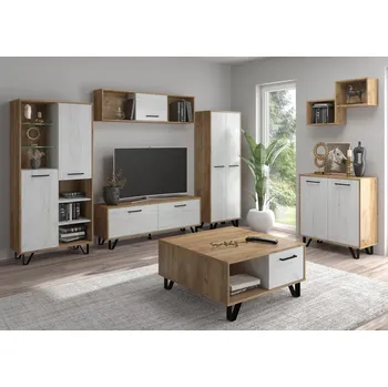 Obývací stěna Obývací pokoj PRUDHOE 1, craft zlatý/craft bílý, 5 let záruka + vyzvednutí ZDARMA