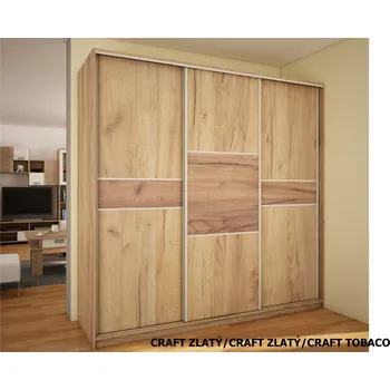 Šatní skříň Šatní skříň EUDUNDA 4 D, craft zlatý/craft zlatý/craft tobaco, 5 let záruka +možnost VÝNOSU + vyzvednutí ZDARMA
