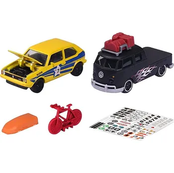 autíčko Sada 2 ks: Volkswagen Golf MK1 a T1 1:64 - Majorette Set 2 ks: VW Golf MK 1 a T1 - kovový model auta 1/64
