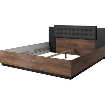 Postel THANE postel 160x200 cm, dub flagstaff s měďenou nitkou/černý supermat + vyzvednutí ZDARMA