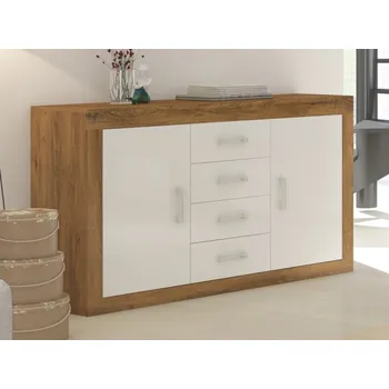 Komoda Komoda GOUDINI 2D4S, dub burgundský/bílý lesk, 5 let záruka + vyzvednutí ZDARMA