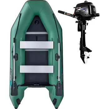 Člun Člun GLADIATOR LIGHT AK300WF green - nafukovací člun s dřevěnou podlahou - sada: se spalovacím motorem PARSUN F2,6 1,9 kW