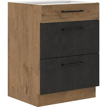 Kuchyňská linka ZEATA, dolní skříňka 60 D 3S BB PREMIUM BOX , korpus: dub lancelot, dvířka: matera/dub lancelot + vyzvednutí ZDARMA