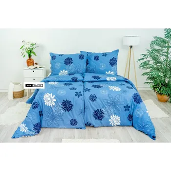 Povlečení Stanex Ložní povlečení bavlna Květinová variace modrá (LS86) ROZMĚR: 140x200 cm + polštář (90x70 cm)