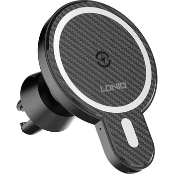 Držák do auta / MagSafe kompatibilní nabíječka LDNIO - do ventilační mřížky - karbonová textura