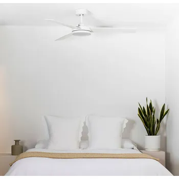 Lampička FARO BARCELONA Stropní ventilátor Barth LED s osvětlením, bílý - Kryt motoru - Ø 23,8 cm, výška 13,6 cm; délka čepele 54,2 cm; svorkovnice - Ø 15 cm, výška 6 cm bílá 1 x 24 W LED - Doprava zdarma