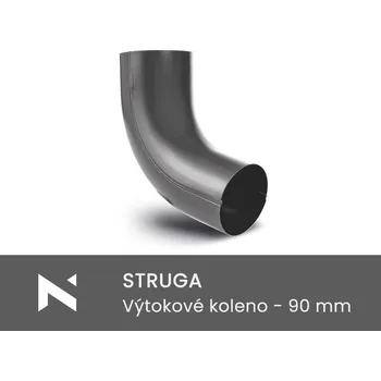 okap STRUGA Výtokové koleno - 90 mm stříbrná (RAL 9006)