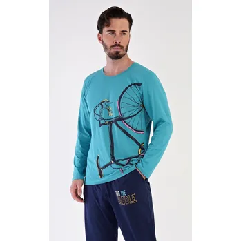 Pánské pyžamo Vienetta MAN Pánské pyžamo dlouhé Dominik Barva: Zelená, Velikost: 2XL