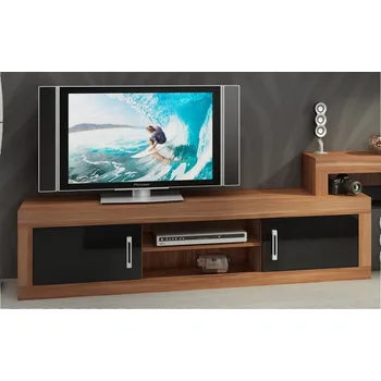 Televizní stolek Televizní stolek GOUDINI, švestka wallis/černý lesk, 5 let záruka + vyzvednutí ZDARMA