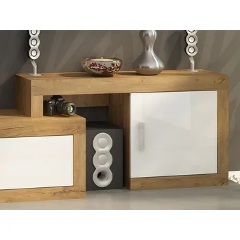 police Nízký regál GOUDINI, dub burgundský/bílý lesk, 5 let záruka + vyzvednutí ZDARMA