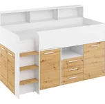 Multifunkční patrová postel DAGOBERT, levá, bílá/dub artisan, 5 let záruka +možnost VÝNOSU + vyzvednutí ZDARMA