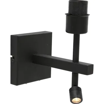 Lampička Steinhauer Nástěnné svítidlo Stang, LED světlo na čtení, přírodní proutí - Stínítko - Ø 20 cm, výška 15 cm; připojovací skříňka - délka 11 cm, šířka 11 cm, výška 2,2 cm; čtecí lampička - Ø 3 cm, délka 4,4 cm černá, přírodní 1 x 40 W E27 (bez) + 1 x 3 W LE