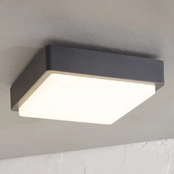 Lampička Lindby LED venkovní stropní svítidlo Nermin, 22 cm, IP65, hranaté antracitová, bílá 1 x 11 W LED - Doprava zdarma