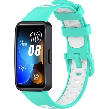 Příslušenství k chytrým hodinkám eses Silikonový řemínek dírkovaný pro Huawei Band 8, 9 a 10 - Mátovo bílý