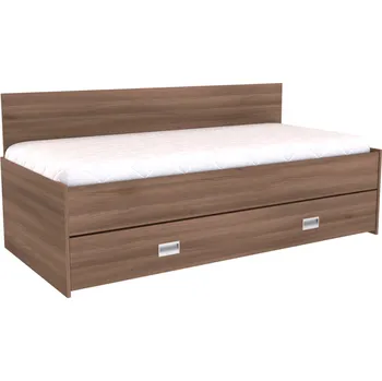 Postel Zvýšené lůžko DUO s přistýlkou Dekor: Akácie skořice, Úchytky: zapuštěné úchytky, Zvýšené čelo: zvýšené 1 čelo (zadní)