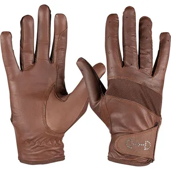 Jezdecké rukavice HORZE Rukavice dámské kožené - hnědé, vel. 9