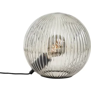 Lampička Brilliant Skleněná stolní lampa Belado černá/kouřově šedá rýhovaná - Délka připojovacího kabelu 180 cm 1 x 25 W - Doprava zdarma