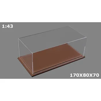 Dárková krabička Vitrínková krabička na modely 1:43 - Čirý Kryt a Podlážka z kůže Ručně Vyráběná Akrylová Vitrína + Podlážka s kůží - Box na modely 1/43 - 170x80x70mm